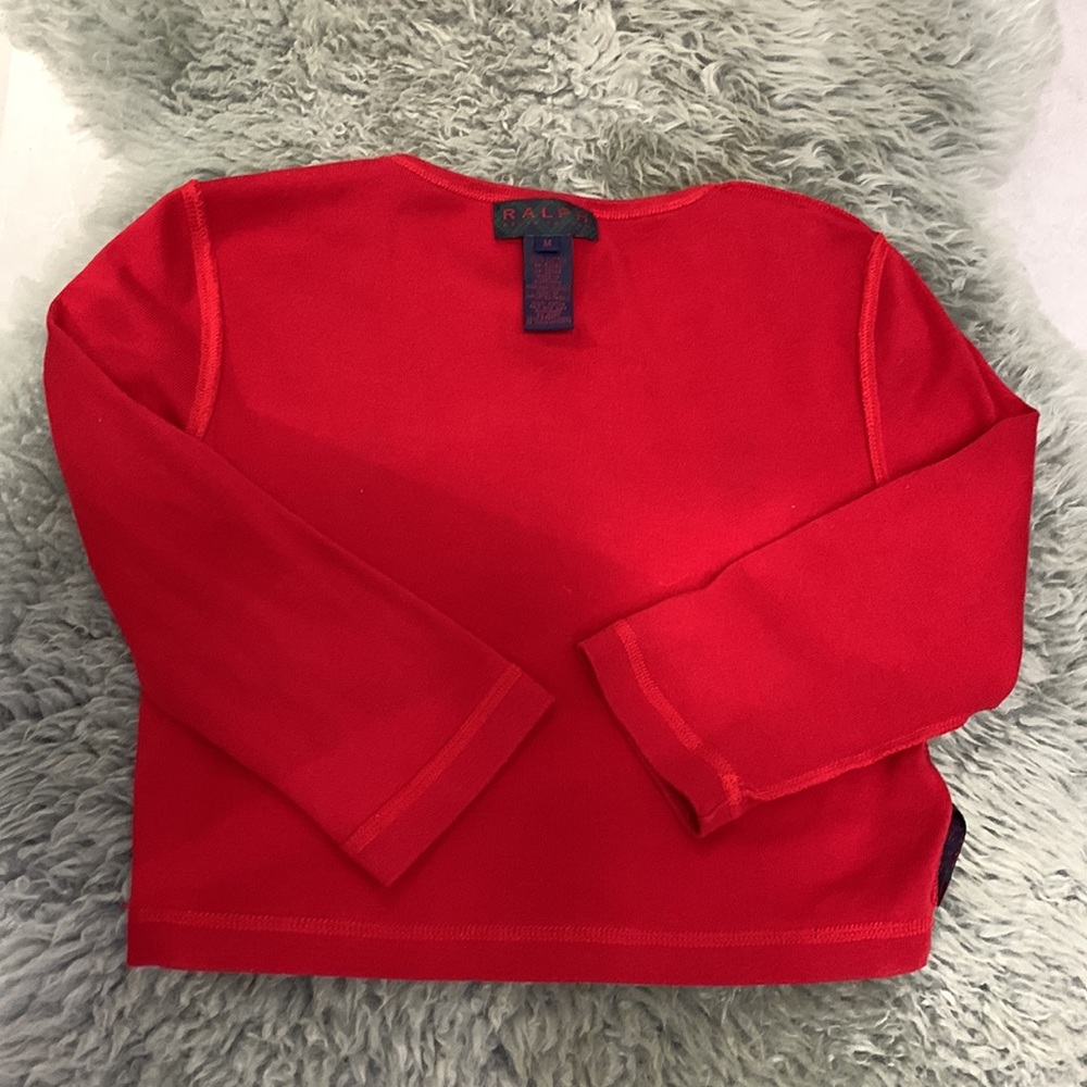 Like 🆕Made in USA RALPH LAUREN VTG Y2K 💯% Cotton 3/4 Sleeves Cropped Top - Picture 9 of 15
